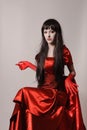 Witch vampire with black hairs Royalty Free Stock Photo