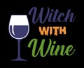 Witch with wine in black background