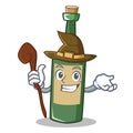 Witch wine bottle character cartoon