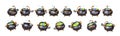 Witch or wizard cauldron rotation render. Animation sprite sheet of pot with boiling magic potion, poison and ladle