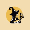 witch woman masked wolf logo icon