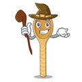 Witch wooden spoon mascot cartoon