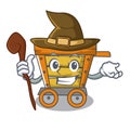 Witch wooden trolley mascot cartoon
