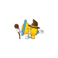 Witch yellow loudspeaker mascot on white background