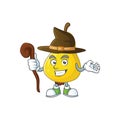 Witch yellow pear cartoon character on white background