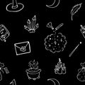Witchcraft elements seamless pattern for children kids Royalty Free Stock Photo