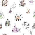 Witchcraft elements seamless pattern for children kids Royalty Free Stock Photo