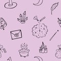 Witchcraft elements seamless pattern for children kids Royalty Free Stock Photo
