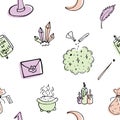 Witchcraft elements seamless pattern for children kids Royalty Free Stock Photo