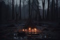 Witchcraft Ritual In Dark Gloomy Forest For Halloween Royalty Free Stock Photo