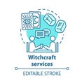 Witchcraft services concept icon. Future prediction and divination idea thin line illustration. Rune stones, psychic