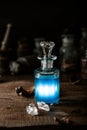 Witchcraft still life concept with potion, herbs ingredients and magical equipment Royalty Free Stock Photo