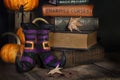 Witches Boots and Books Royalty Free Stock Photo