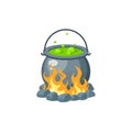 Witches cauldron icon in flat style, vector