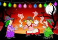 Witches celebrate a halloween party with magic potion