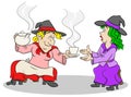 Witches celebrate a halloween party with magic potion