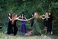 Witches dancing in the forest Royalty Free Stock Photo