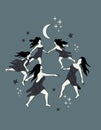 Witches Dancing In The Moonlight Royalty Free Stock Photo