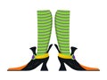 Witches leg vector. Halloween funny, scary feet boots