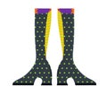 Witches leg vector. Halloween funny, scary feet boots