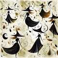 Witches pattern on white background Royalty Free Stock Photo
