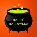 Witches pot for halloween with green potion Royalty Free Stock Photo