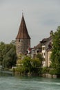 Witches tower at the Reuss river in Bremgarten in Switzerland