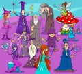 Witches and wizards cartoon characters group