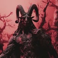 Hyperrealistic Illustration Of Lovecraftian Demon Statue In Dark Woods