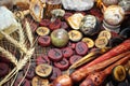 Witching still life of carved runes and stones