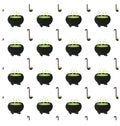 Witchs cauldron with boiling magic potion. Seamless pattern. Royalty Free Stock Photo