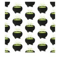 Witchs cauldron with boiling magic potion. Seamless pattern. Royalty Free Stock Photo