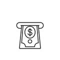 Withdrawal icon. Cash out linear symbol. Bill acceptor icon