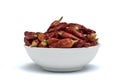 Withe bowl with red chili peppers Royalty Free Stock Photo