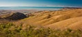 Wither hills around town of Blenheim in New Zealand