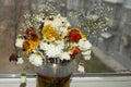 Withered flowers in a glass vase. Beautiful flower Royalty Free Stock Photo