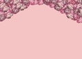 Withered roses multiplied on pastel pink trendy background