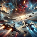Epic Sci-Fi Space Ship Battle Royalty Free Stock Photo