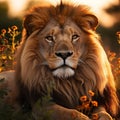 Regal Majesty: A Majestic Lion Basking in African Serenity