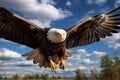 Majestic Bald Eagle Soaring in Clear Blue Sky