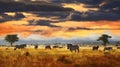 Wildebeest Migration under Thunderclouds