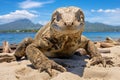 Majestic Komodo Dragon Basking in Indonesian Paradise