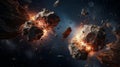 Cosmic Chaos: Colliding Asteroids Unleash Celestial Fury in Space