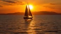 Golden Voyage: A Majestic Sailing Yacht Embracing the Sunset