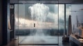 Majestic Raincloud Forming in a Modern, Spacious Shower