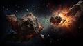 Celestial Catastrophe: Colliding Asteroids Unleash Cosmic Fireworks in Space