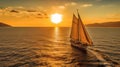 Sunset Serenade: A Sailing Yacht\'s Dance with the Golden Sun
