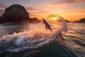 Majestic Dolphins Leaping at Sunset