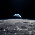 Lunar Awakening: Earth's Majestic Rise from the Moon's Surface