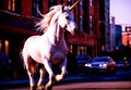 Urban Unicorn: Majestic Gallop Through City Streets